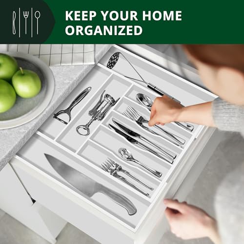 image for ROYAL CRAFT WOOD Luxury Bamboo Kitchen Drawer Organizer - Silverware O