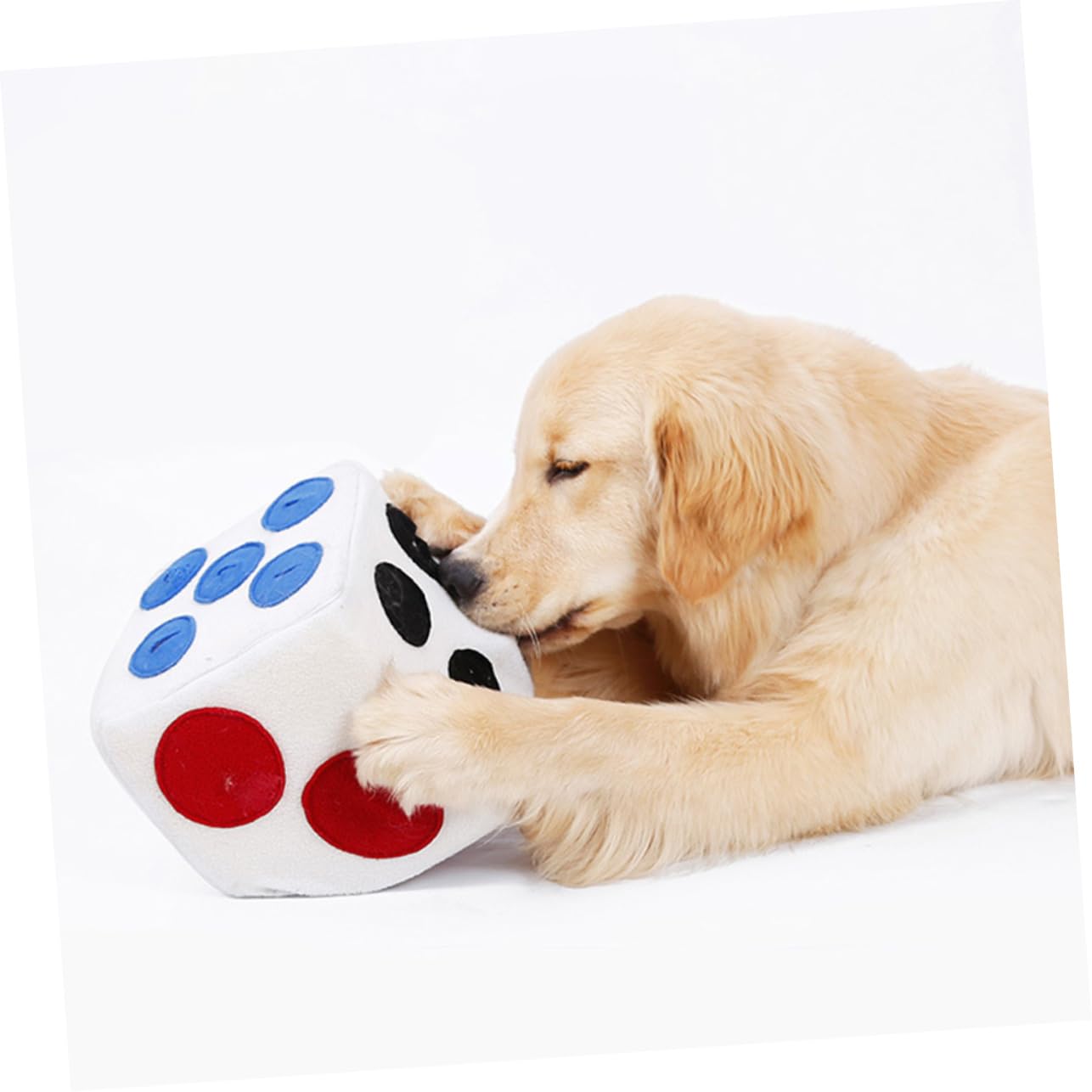 SUPVOX Jouet Chien Peluche Forme Dé Distributeur Croquettes Anti-étranglement Jouet Olfactif Alimentation Lente
