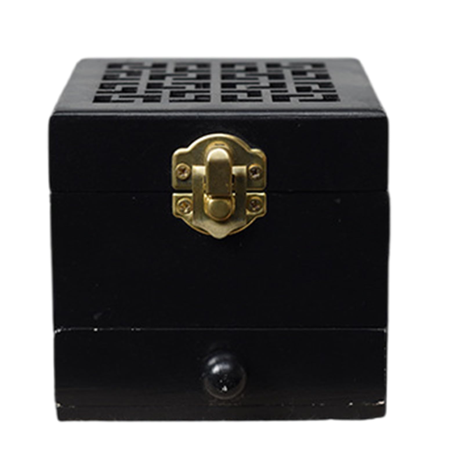 WEILWH Hollowed Wood Aromatherapies Box Tealight Holder Scented Diffuser for Various Occasion Holder with Lid