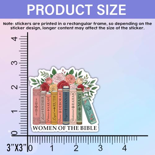Image of SODAVA [3Pcs, 3in] Women of the Bible Sticker - Christian Floral Vinyl Decal Featuring Esther, Ruth, Mary, Deborah, Sarah - Bible Verse Aesthetic Sticker for Journal, Laptop, Gift