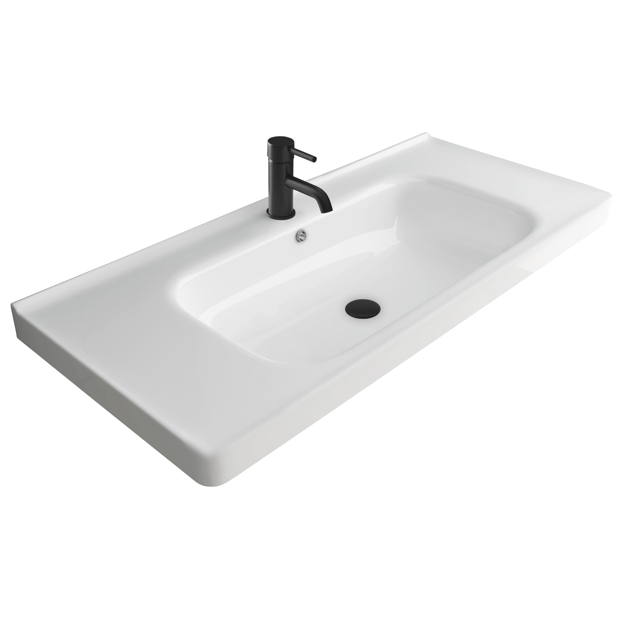 Geberit ONE - Opzetwastafel 50x43x15 Cm, Verborgen Overloop, Met Kraangat, Horizontale Afvoer, Keratect, Wit