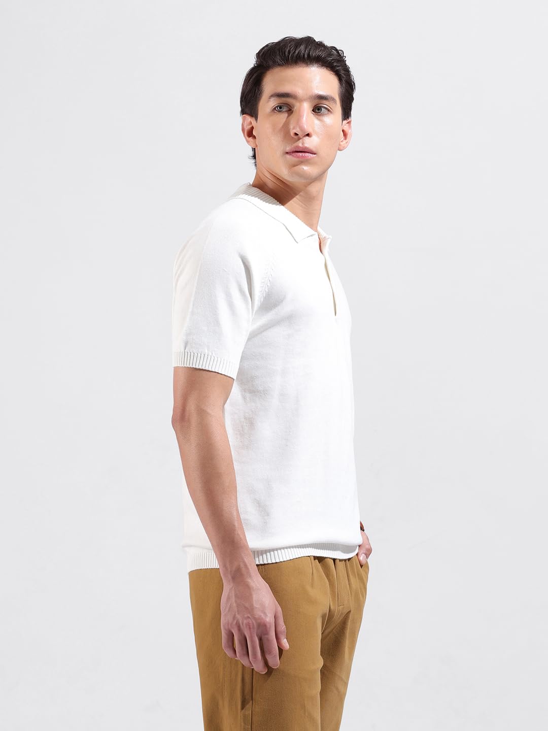 The Indian Garage Co Męska koszulka polo slim fit teksturowana płaska dzianina pół rękaw