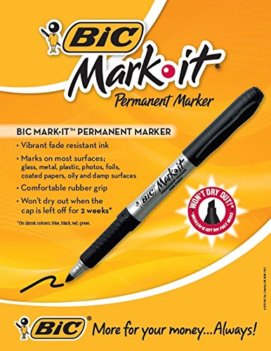 Bic Marking Permanent Marker, Fine Point, Black, 5-Count #TOP3