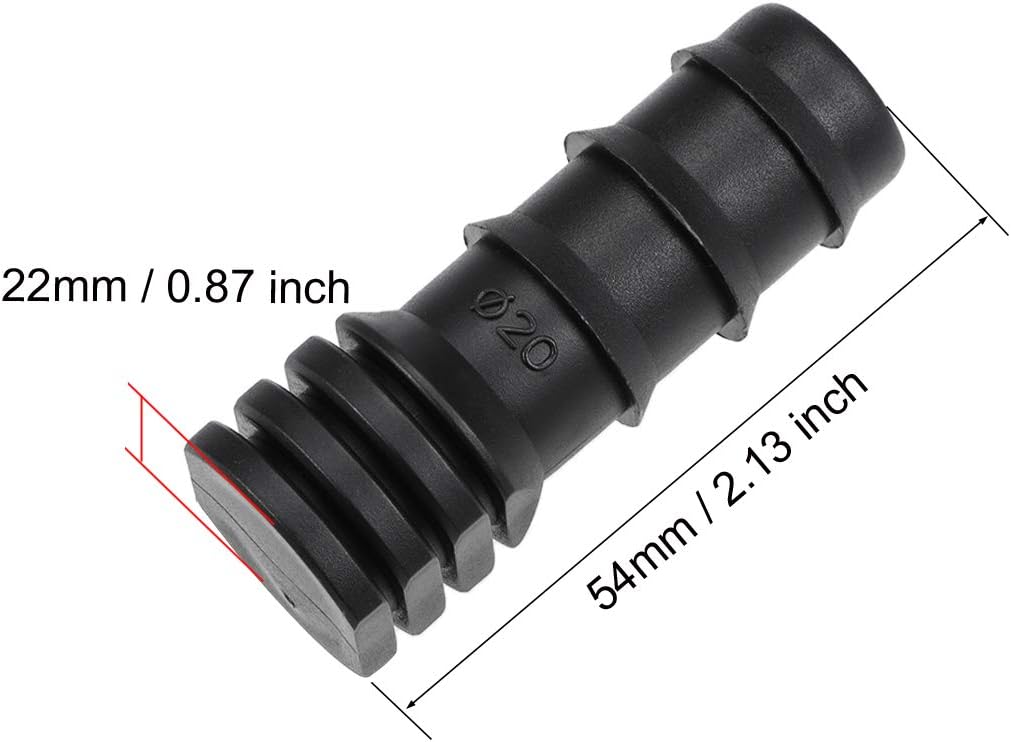 sourcing map Barb Drip Pipe End Closure Cap 20PE Hose Plug Connector for Garden Agricultural Irrigation System Plastic 15pcs - Image 4