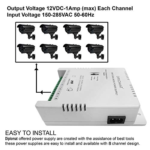 Image of Elove 8 Channel SMPS for CCTV Power Supply Adapter for up to 8 CCTV Cameras 12v SMPS with Multi Port for CCTV Security Bullet & Dome Camera Security Surveillance Cameras