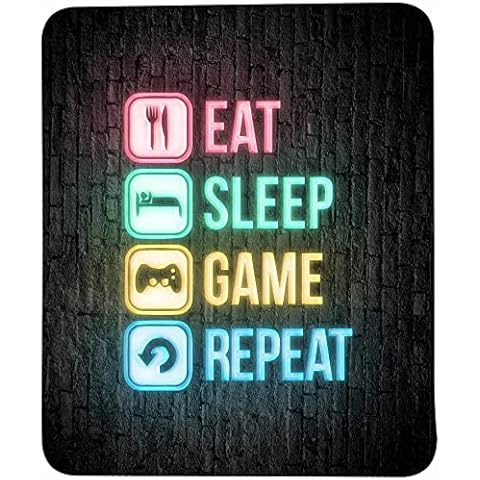 VIVIPOW Gaming Mouse Pad, Stitched Edges Mouse Pad with Eat Sleep Game Repeat Pattern Cover