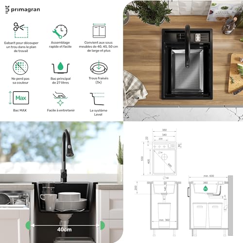 Évier cuisine en granit compact pour aménagement studio moderne - 6