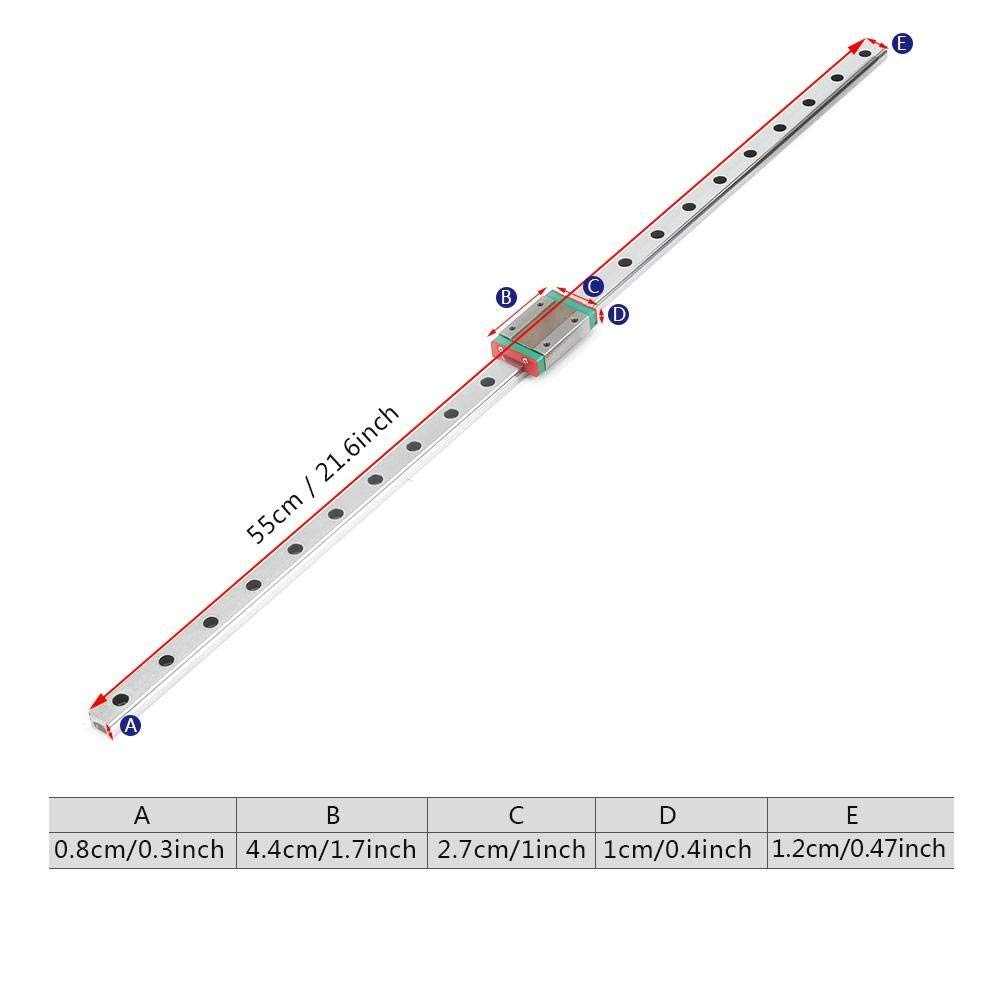 Mgn12 Guía De Carril Lineal En Miniatura 550mm Para Impresora 3d Cnc
