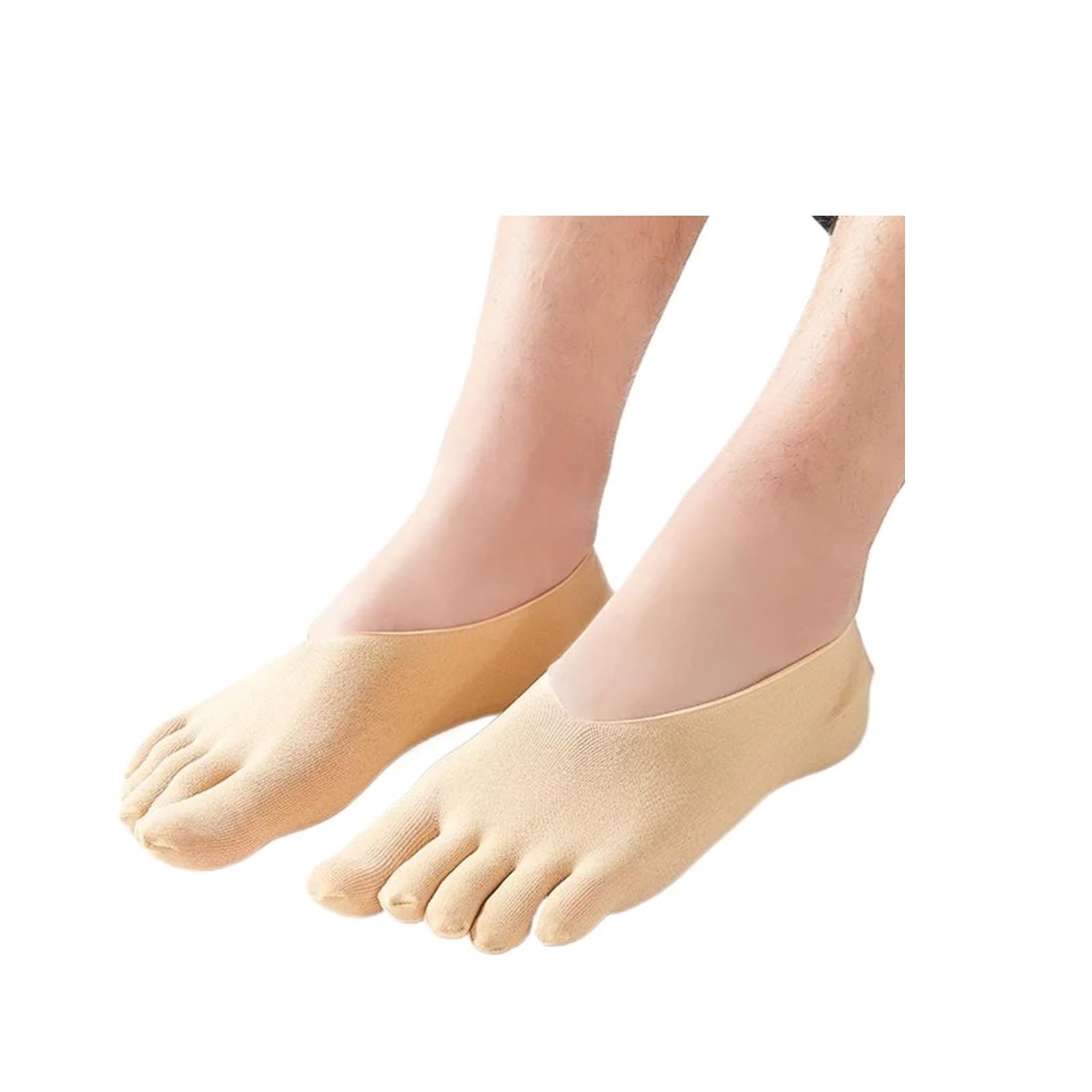 XCTDSVAH Toe Socks 5 Pairs Mens Five Finger Silk Invisible Summer Thin Breathable Low Cut Socks Hidden(5 pairs Nude)