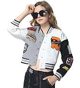 Mebius Girls Varsity Jacket Kids Tweed Letterman Baseball Outerwear Stripe Trim Contrast Sleeve S...