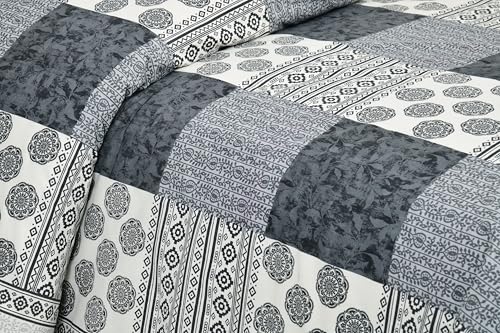 Image of Decor King Size Cotton Bedsheet | 300 TC | 100% Cotton Flatsheet King Size with Two Pillow Covers | (254 * 274 cm, Ash Black)