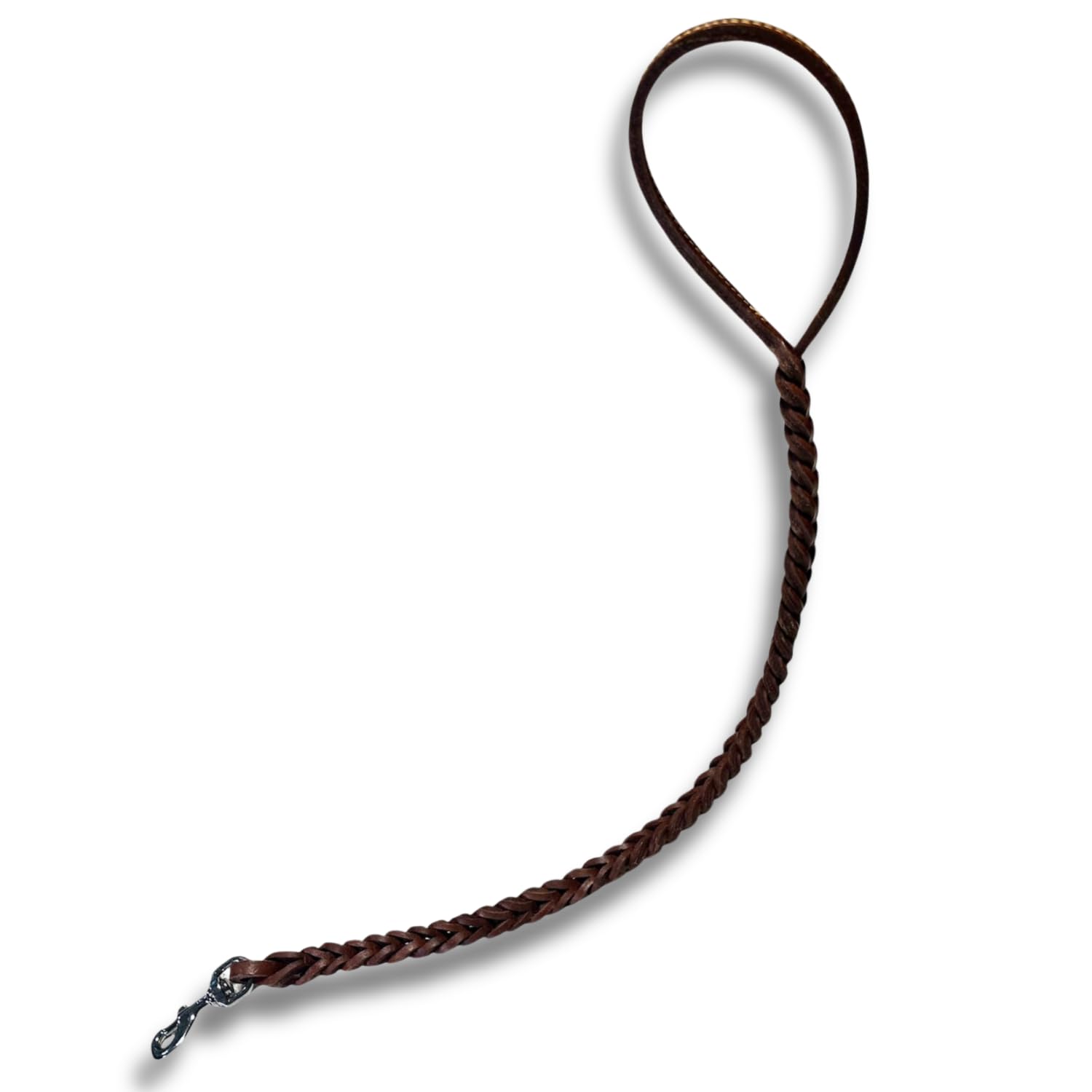 Pet's Market Guinzaglio Cane Cani 90 cm in Cuoio Doppia Treccia Color Marrone Scuro Presa Comoda Gancio Robusto (90 cm Marrone Scuro)