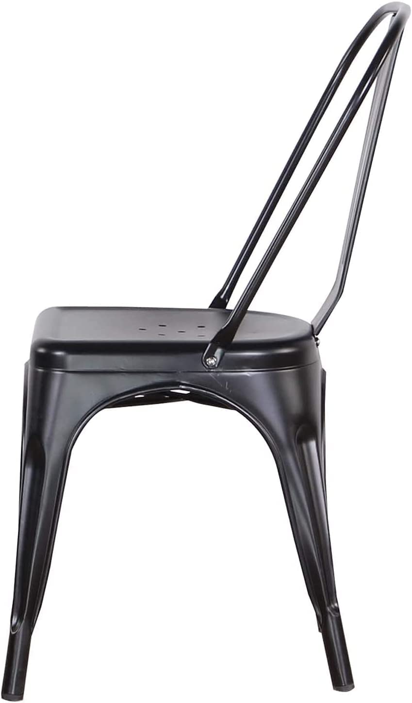 Juego de 8 Sillas de Comedor de Metal con Respaldo Apilable, Diseño Industrial de Estilo Vintage para Restaurante, Boda, Cafetería, Jardín (Negro)