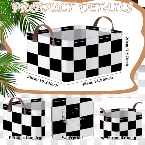 Image of Boao 3 Pcs Black and White Checkered Storage Basket with Handle