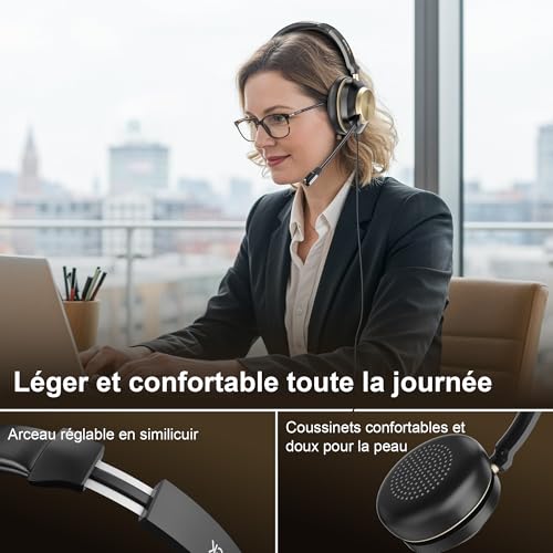 Casque Stéréo Wantek 882F Micro Réduction Bruit Écouteurs PC Portable USB C - 3