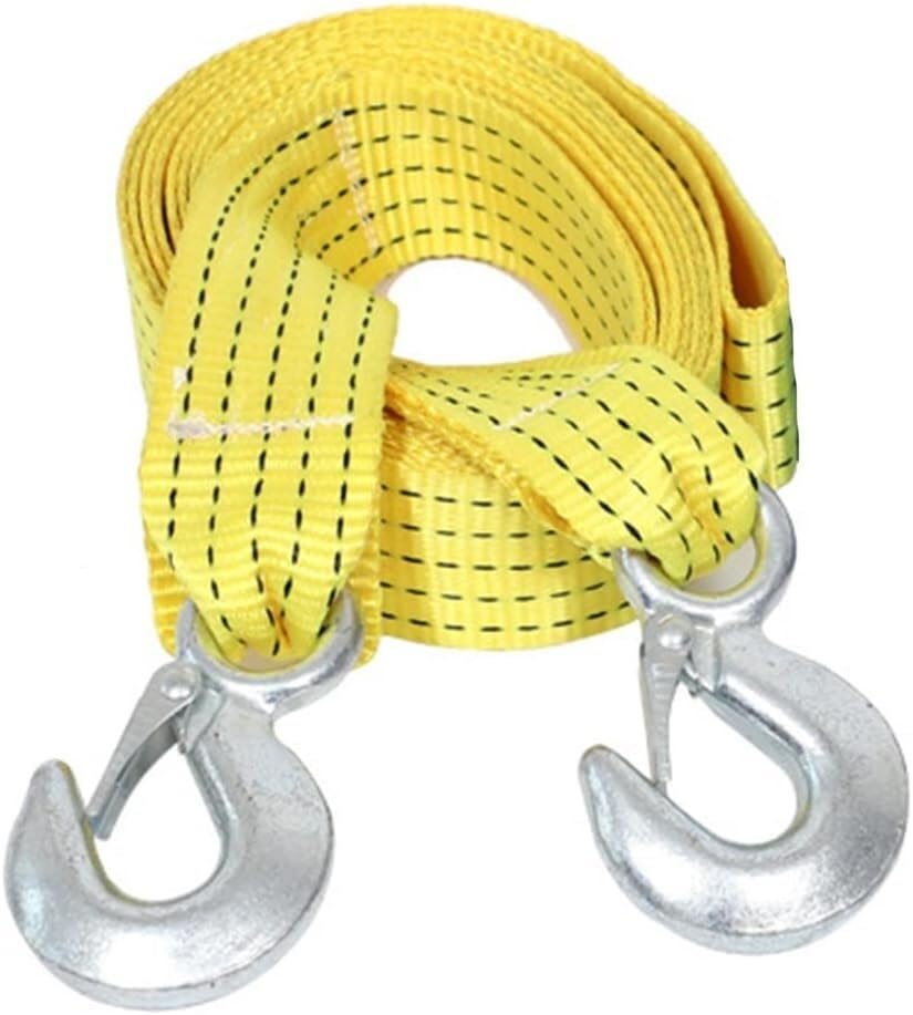 Sangle de remorquage en nylon tressé de 3m avec crochets pour le sauvetage de remorque et voiture