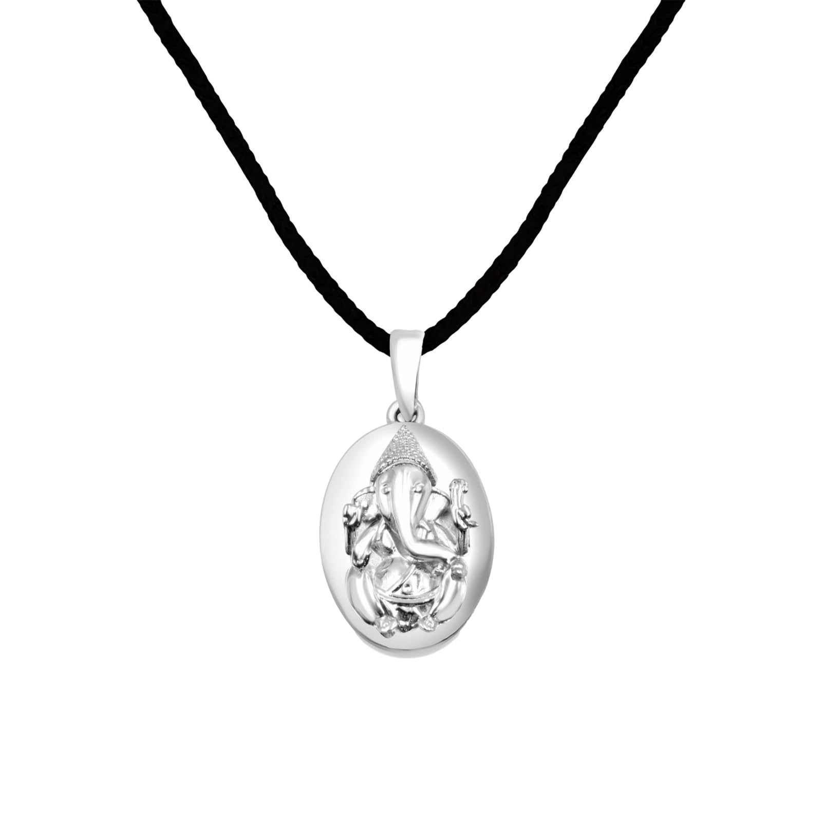 925 Hallmark, Authentic and Certified Silver Ganesha Locket With Dori |Rhodium Plated | Gift for loved ones-image-32