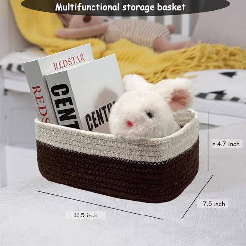 Image of COMFY HOMI 11.5 inchx7.5 inchx4.7 inch Storage Baskets for Organizing | Cotton Rope Woven Basket | Toy Storage Bin Box | Basket for Shelves, Closet Organizer Bin, Decorative Closet Shelf, 3 Pack,