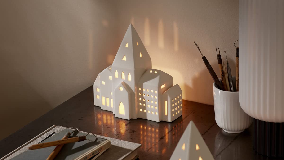 Kähler Light House City Urbania in Ceramica, Silhouette architettonica Chiara, Blu