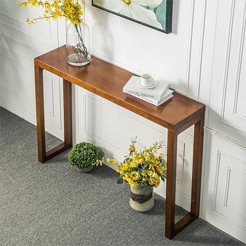 ミッドセンチュリー ウォールナット パイン材 コンソールテーブル 細長い長方形 玄関テーブル リビングルーム、玄関ホール、廊下用 ソファ後ろデスク (幅31.5インチ x 奥行き11.8インチ x 高さ32.2インチ)