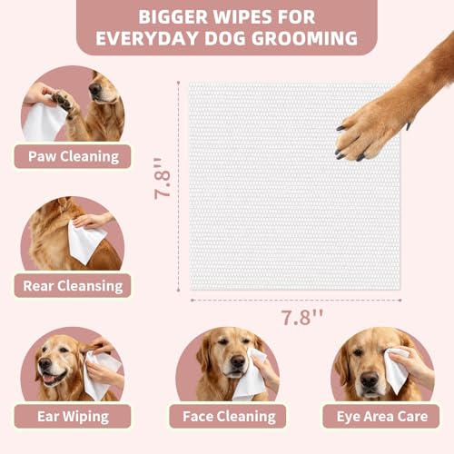 Image of IMMHABI 100 Count Lick-Safe Dog Wipes, Coconut Plant-Based Hypoallergenic Dog Wipes for Paws, Butt, and Anal Gland Care, Cleansing & Deodorizing for Puppies