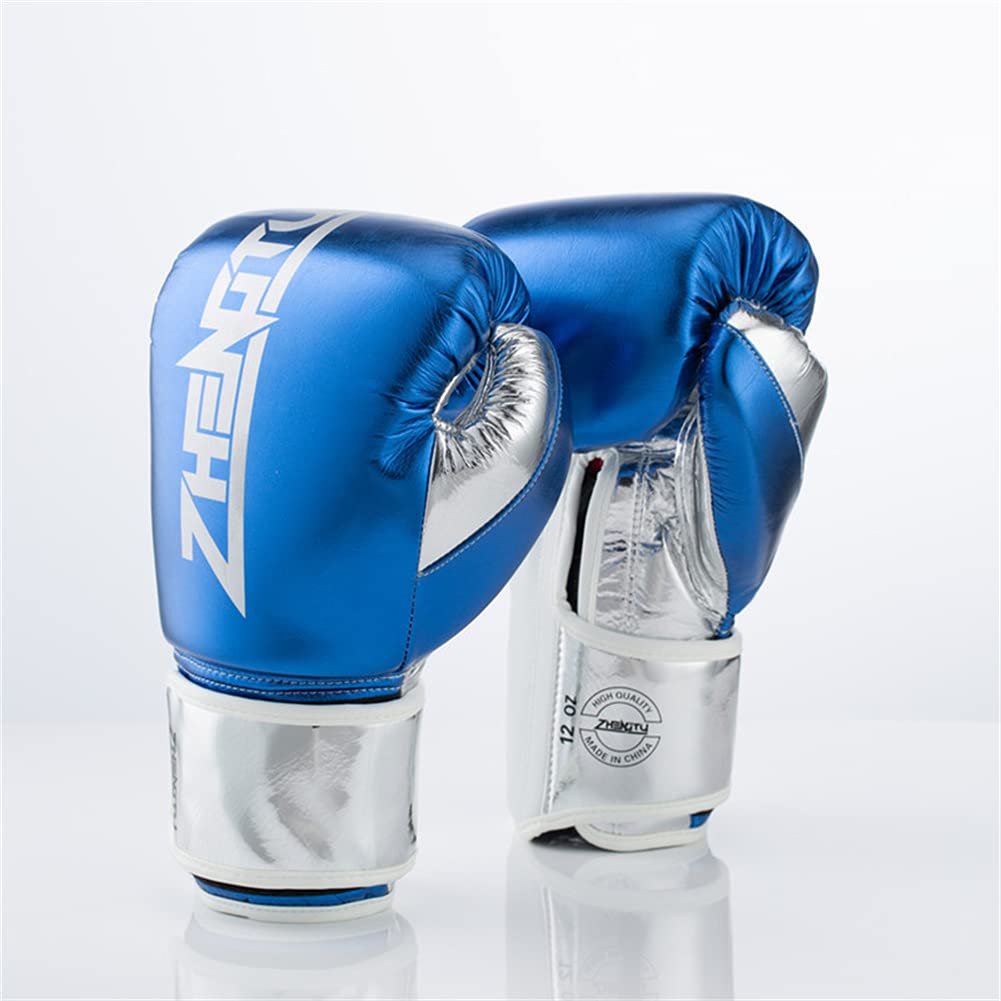 Guanti da Boxe Sparring Muay Thai, Gel Sparring Guanti da Allenamento, per Boxe, Allenamento, Borse per punzoni, combattimenti gratuiti, Grappling, Arti Marziali, qualità Professionale,Blu,12OZ