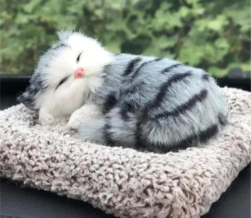 Image of Prezzie Hub Sleeping Cute Cat for Car Dashboard and Home Decor with Activated Carbon | Car Dashboard Soft Toy Sleeping Cat (Brown White) Big Size
