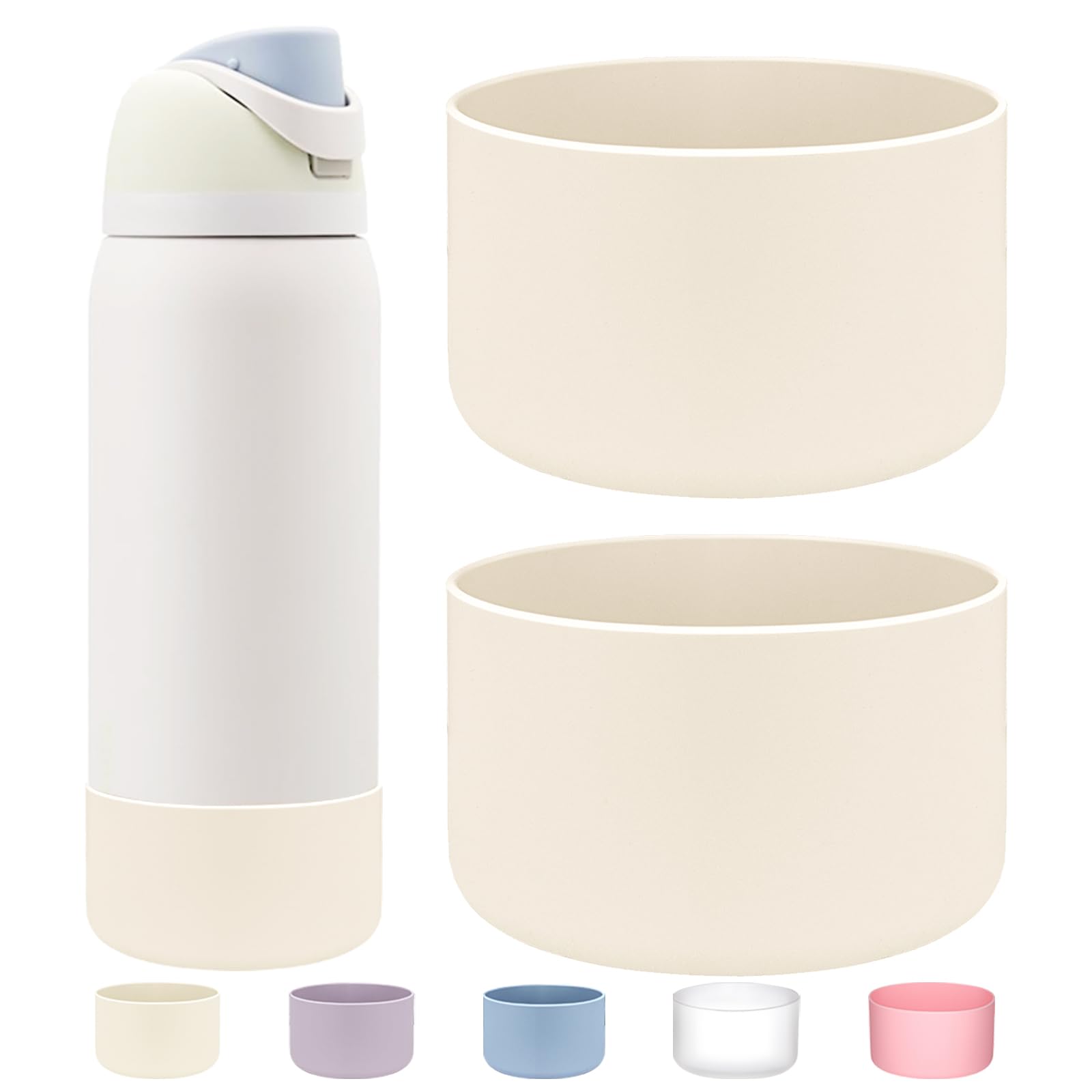 WK IEASON 2Pcs Silicone Boot for Owala Water Bottle, Protective Flask Bottom Cover Base for Owala FreeSip Twist and Flip Flask Water Bottle