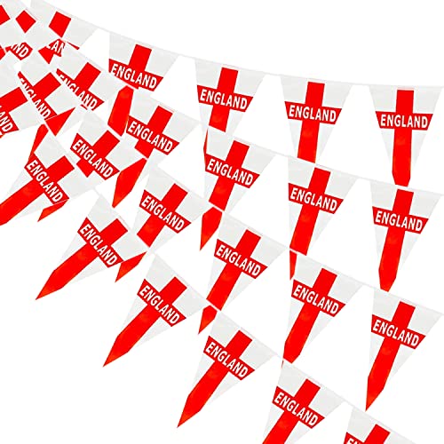 Image of AhfuLife 66 Ft England Pennant String Flags Banner for World Cup Decorations 2026, 60 Pcs Mini Triangular St George String Flags - Double Sided for National Day Football Event Decor (5.5x8.3 Inch)