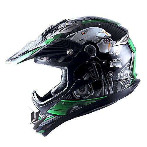 1Storm Adult Motocross Helmet Off Road Mx Bmx Atv Dirt Bike Mechanic Skull #TOP19