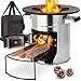 Produktbild Raketenofen mit Tragetasche, Raketenofen für Dutch Oven Grillpfannen, Camping Raketenofen Outdoor, Rocket Stove Ø32cm, Inkl. Brennholzständer, Doppeltür, Ideal für Camping Kochen im Freien, Edelstahl