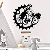 TUOQIANNAN Adhesivo de pared extraíble para ciclista de montaña, para amantes de la bicicleta, decoración de habitaciones, vinilo negro, 43 cm x 48 cm