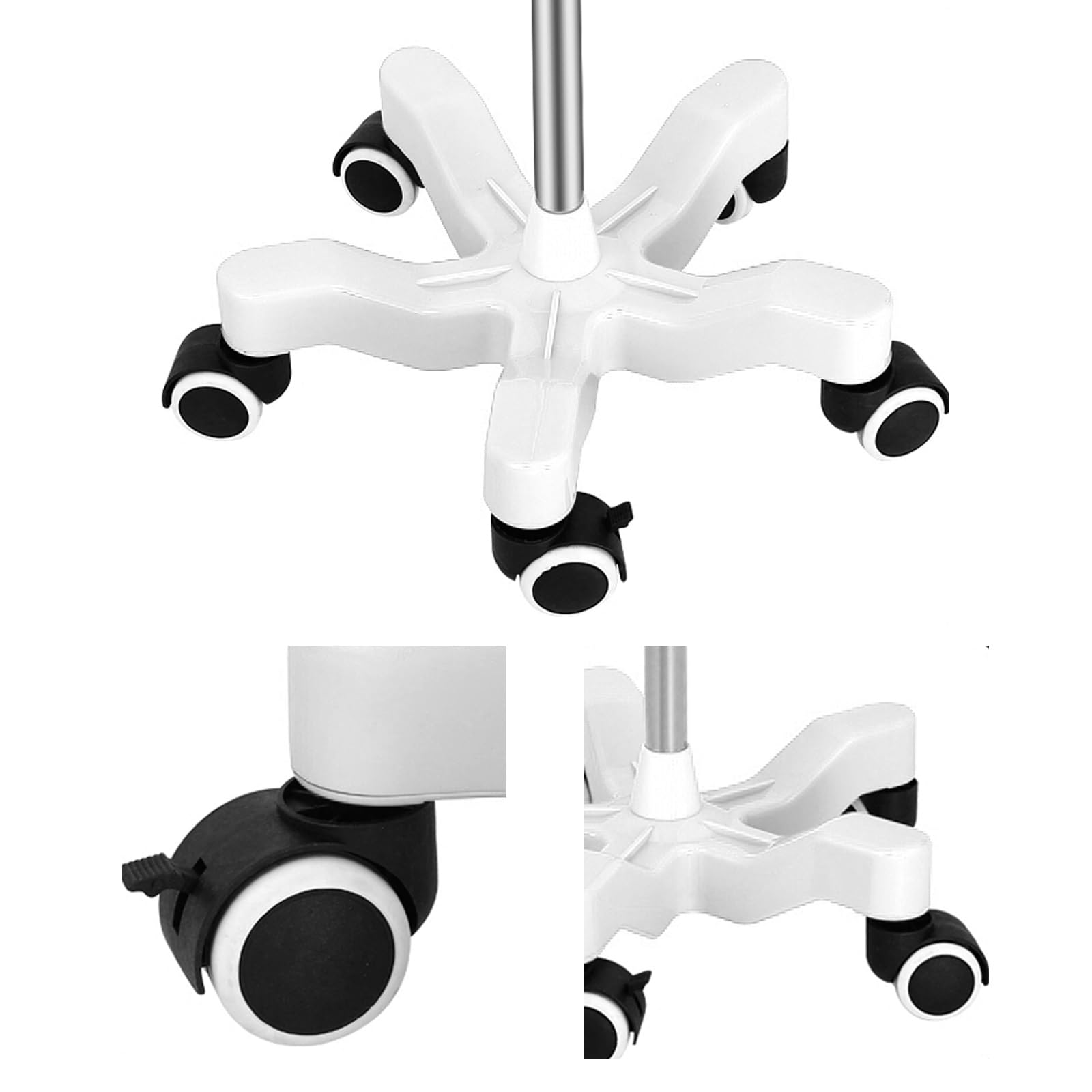 Soporte para Suero Intravenoso 4 Ganchos, 5 Ruedas, Poste Intravenoso Ajustable en Altura para Hospital en Casa(Color:White a)