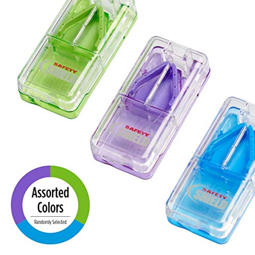 Image of Ezy Dose Pill Cutter and Splitter with Safety Shield, Daily Usage, Safely Cut Pills, Vitamins, Tablets in Half, Accurate and Easy Cutting, Stainless Steel Blade, Travel Sized, Color May Vary, BPA Free