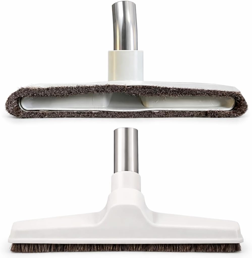 Upgraded 32 mm (1.25”, or 1 1/4") Horse Hair Vacuum Floor Brush Attachment, 10” Wide Hard-Floor Head with Metal Neck, Compatible with Eureka Canister & Upright Vacuums and All 1-1/4” Universal Wands