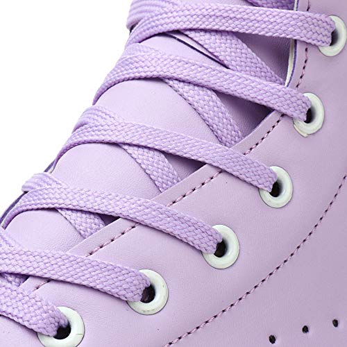 Teafor Womens Roller Skates Purple Classic Roller Skates High-Top Double-Row Leather Outdoor Four Wheel Double Skates For Girls Unisex (Purple Flash,42=Us:8.5) #TOP5
