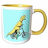 Kaffeebecher Porzellan Gelber Dinosaurier Mit Fahrrad Vor Blauem Sternenhintergrund Minimalistisch Kaffeebecher Hitzebeständig Tasse Für Büro Milch Saft