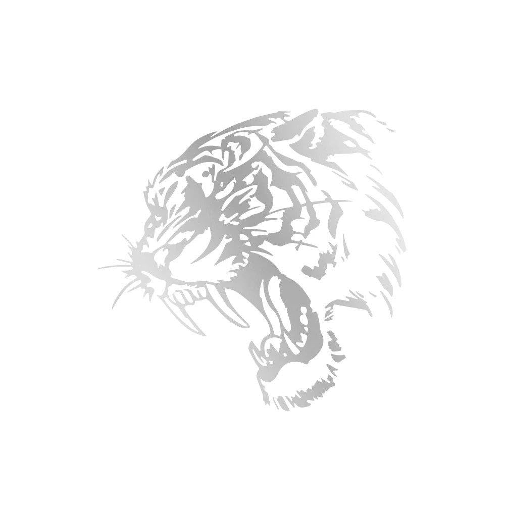Car Body PVC Sticker Tiger Graphics Vinyl Film Side Decal Auto Window Universal(Matt Silver,30x26cm)