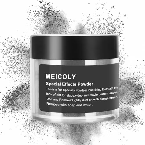 MEICOLY Dark Grey Special Effects Dirt Powder for Halloween Gray Zombie SFX Cosplay Face Makeup Ultrafine Loose Fake Dirt Powder for Stage Video and Movie Performances(0.88 OZ)