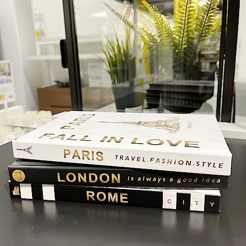 3 Pezzi Set di Libri Decorativi Moderni, Libri Decorativi Alla Moda, Libri Vuoti Decorazione per Casa, Ufficio, Bar, Tavolino da Caffè, Scaffale (PARIS/LONDON/ROME) (New Books)