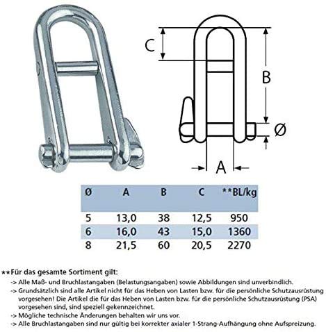 steelando A4 Edelstahl Schlüsselschäkel mit Steg Schäkel Rostfrei Seewasserfest (38, Ø5 mm) Cover