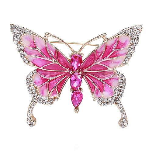 Image of Pink Butterfly Brooches and Pins Crystal Butterfly Insect Safty Pin Dress Coat Suit Decor