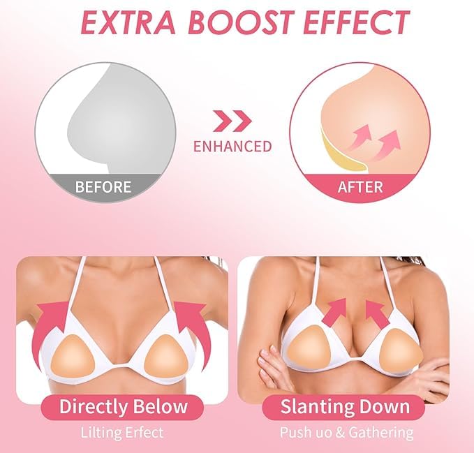 Image of Snowy Sticky Bra Inserts,Reusable and Waterproof Double Sided Snowy Inserts,Sticky Bra Push Up for Women Dresses Bikinis