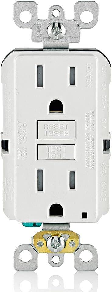 GFCI Outlet, 15 Amp, Self Test, Tamper-Resistant with LED Indicator Light, Protection from Electric Shock and Electrocution, GFTR1-W, White