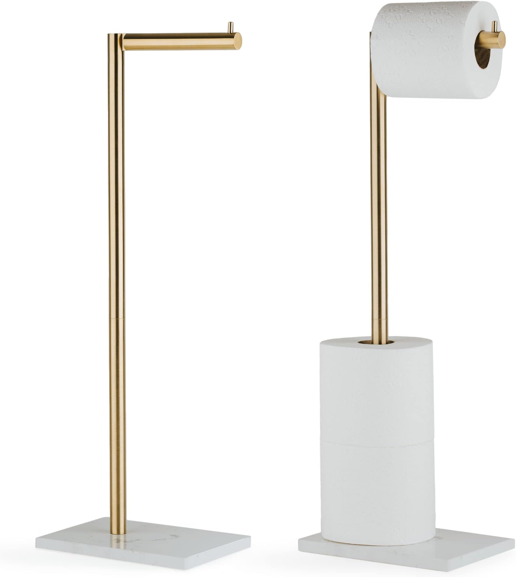 Freestanding Toilet Paper Holder with White Marble Base