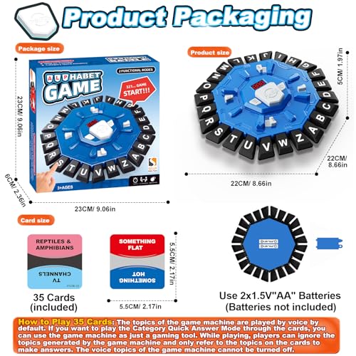 Word Game Family Board Games for Kids & Adults with 2 Modes,220 Topic Categories 24 Letters Pressing Game,Fun Fast-Paced Puzzle Games for Boys Girls Age 3+, 2-8 Players,Christmas & Birthday Gifts,Blue