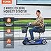 VEVOR 3 Wheel Folding Mobility Scooter for Adults & Seniors, Heavy-Duty Electric Powered Mobility Scooter & 12 Mile Long Range, All Terrain Travel Wheelchair with 9° Climbing Capacity, 265lb Capacity