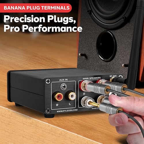 Pyle 240W Mini Bluetooth Home Stereo Amplifier - 2 Channel Compact Micro Receiver with Bass & Treble Control Dials - Includes Power Supply - Use with Passive Speakers for Indoor - Garage - Desktop by Pyle - Image 5