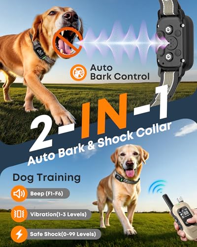 Delupet 2-in-1 Dog Bark & Shock Collar – 4500FT Dog Training Collar with Remote, 3 Training Modes & LED Light, IPX8 Waterproof E Collars with Anti-Barking for Small Medium Large Dog (Titanium) - Image 3