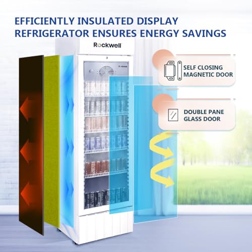 Image of ROCKWELL RVC500A Single Glass Door Visi Cooler, Internal LED, Dynamic Cooling,4 Year Warranty (White)